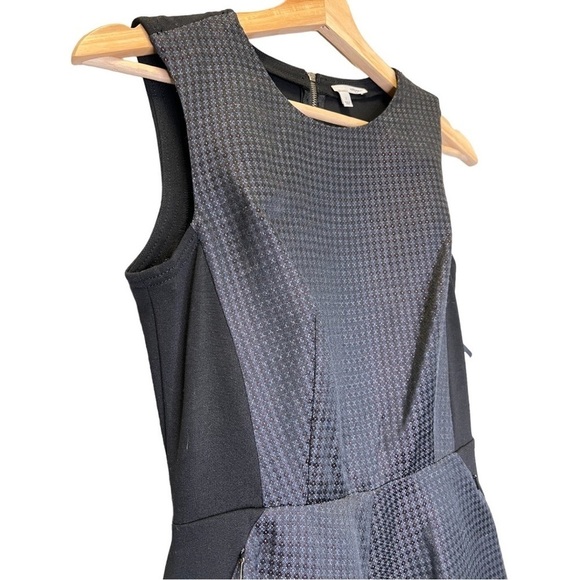 HALOGEN | Navy & Black Ottoman Knit Fit and Flare Dress Sz 2 - Picture 4 of 7